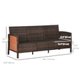 thumbnail image 3 of Outsunny 3-Seater Wicker Outdoor Sofa, Cushioned Rattan Patio Couch, Brown, 3 of 10