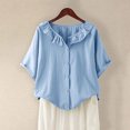 thumbnail image 2 of Blouses pour Femmes Décontractées à Col Rond Boutonnées T-Shirt Basique Confortable Détente Tendance Léger Été Vacances Chemise Douce 2025, 2 of 6
