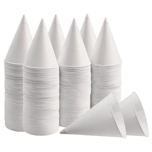White Paper Cone Cups, Snow Cone Cups,Coated Leakproof Cone Paper Cups for Slush, Shaved Ice, Water 200Pcs,200 x Paper cup,White