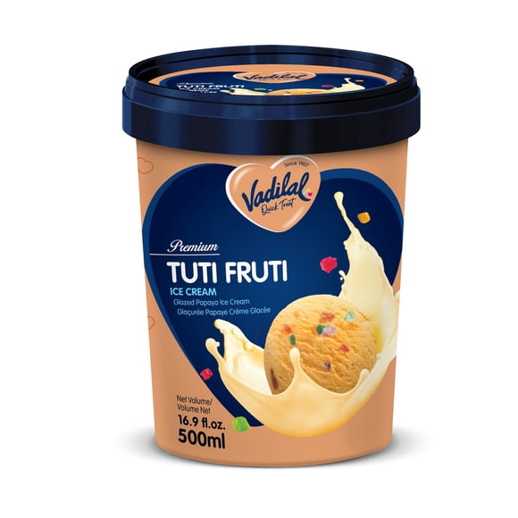 Vadial Tuti Fruti Ice Cream 500ml, Vadial Tuti Fruti Ice Cream 500 ml blends colorful candied fruit pieces into creamy ice cream for a fun family treat.