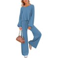 thumbnail image 1 of ORUYROP Ensemble de Pull 2 Pcs pour Femmes Haut Court à Manches Longues et Pantalon Large, 1 of 7