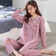 thumbnail image 2 of REDHOTYPE Nouveau Mode Imprimé Floral Femmes Pyjama Bouton Design Manches Longues Pyjama en Coton Ensemble Grande Taille, 2 of 3