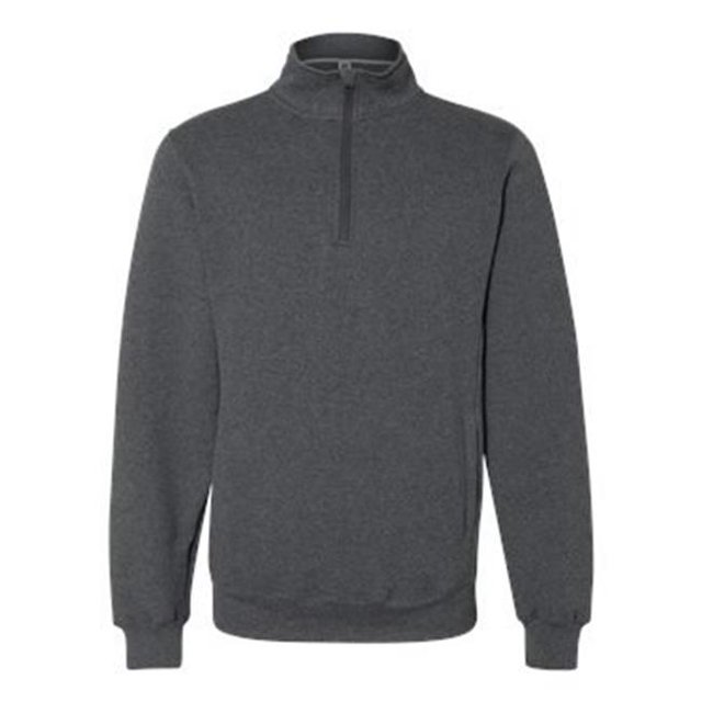 Dri Power Quarter-Zip Cadet Collar Sweatshirt, Black Heather - Large