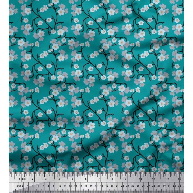 Soimoi Rayon Fabric Blossom Floral Printed Craft Fabric by The Yard 56 Inch Wide