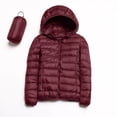 thumbnail image 5 of Packable down Jacket, Lightweight Hooded Puffer, White Duck down Coat Wine Xxl , Coat, 5 of 5