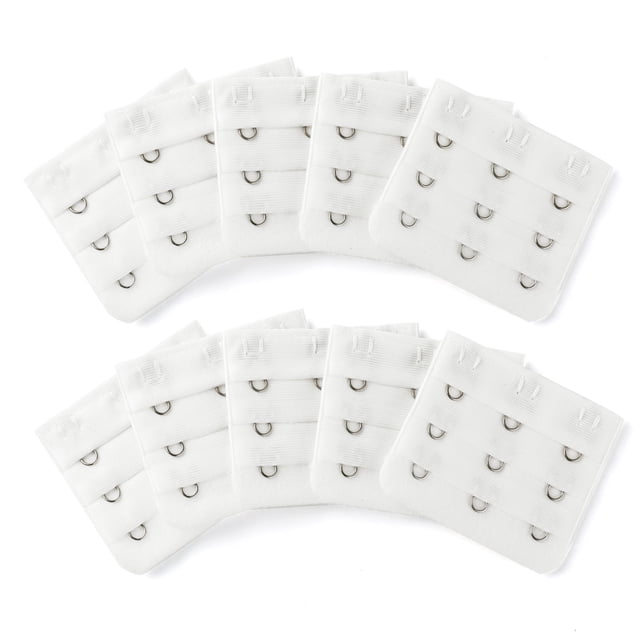 INSPIRE CHIC Rallonges de Soutien-Gorge pour Femmes à 3 Crochets 3 Rangées Bretelle de Soutien-Gorge Extensible Boucle Crochets Bande de Soutien-Gorge Blanc Pur 10