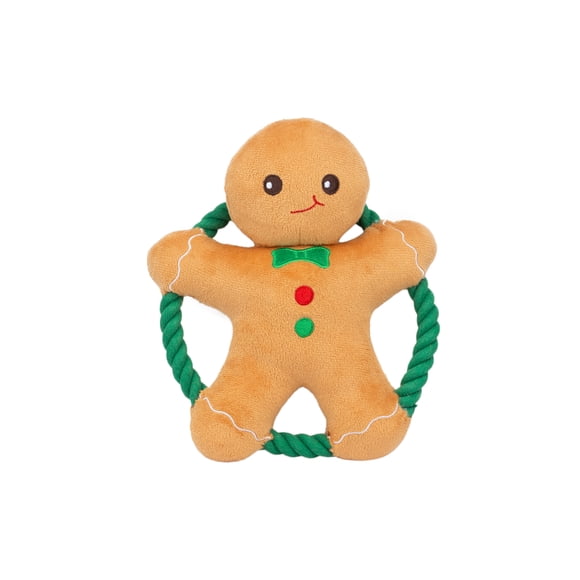 One Paw, Gingerbread Rope Toy, Dog Toy, Holiday Rope Chewing Play