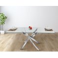 thumbnail image 3 of K-Living Dustin 5PCS Dining Set with 60" Rectangle Tempered Glass with Chrome Base Table and White PU Chairs (1 Table and 4 Chairs), 3 of 5