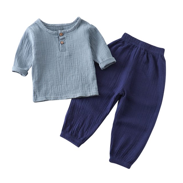 Birdeem Chemises pour Filles Mode Filles et Garçons Hauts Décontractés à Manches Longues Col Rond Ensemble Pantalon Long Uni