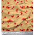 thumbnail image 1 of Soimoi Orange Rayon Fabric Text & Poppy Floral Decor Fabric Printed Yard 42 Inch Wide, 1 of 3