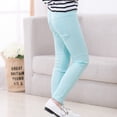 thumbnail image 5 of GDREDA Girls' Basic Solid Full Length Cotton Soft Leggings (Light Blue,3-4 Years), 5 of 5