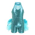 thumbnail image 1 of Linjinx Robe Tutu de Danse Ballet à Sequins Brillants pour Filles, Costume de Performance Jazz Latin Moderne Bleu Clair 6, 1 of 7