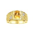 thumbnail image 1 of RYLOS Men's Rings Yellow Gold Plated Silver Designer Nugget Ring Oval 9X7MM Gemstone &  Diamonds  Citrine Birthstone Rings For Man Size 12, 1 of 7