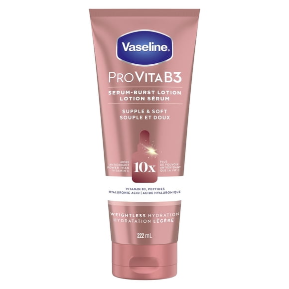 Vaseline Pro VitaB3 Serum Burst Lotion for Healthy, Hydrated Skin, Lightweight Supple & Soft 10x Antioxidant Power of Vitamin C, 222 ml