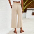 thumbnail image 4 of VEKDONE Pantalons Capri en Coton et Lin pour Femmes Beige P, 4 of 5