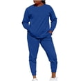 thumbnail image 1 of Timegard 2 Piece Sets for Women Crew Neck Long Sleeve Top Running Pants Fall Comfy Outfits with Pockets, 1 of 6