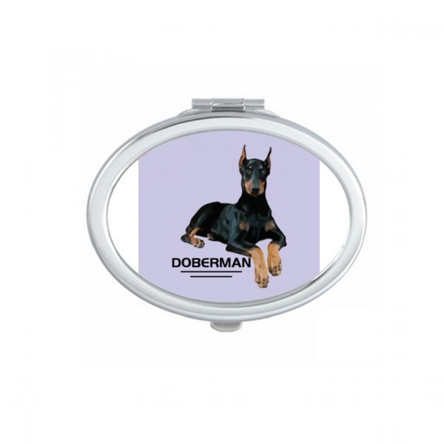 Doberman Ferocious Ear Animal Mirror Portable Fold Hand Makeup Double Side Glasses
