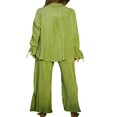 thumbnail image 4 of Women Solid Color Long Sleeve Blouse and Straight Fit Trousers, 4 of 9