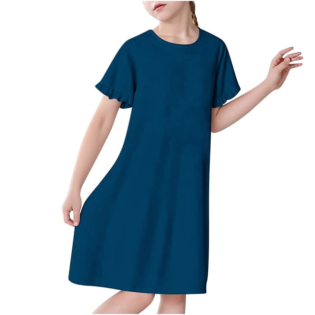 RXIRUCGD 2025 Vêtements d'Été pour Enfants 3-12 Ans Mode pour Enfants Pyjama Imprimé de Rêve Nuisette Mi-Mollet