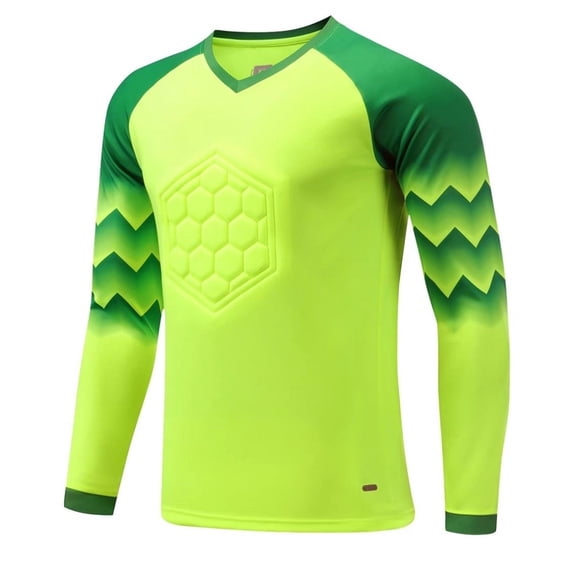 YONGHS Uniforme d'Entraînement d'Équipe de Soccer pour Enfants Hauts Rembourrés Maillot de Gardien de Soccer pour Garçons Chandail de Gardien Vert Fluorescent S