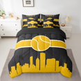 thumbnail image 2 of YST Sports Themed 7-Piece Comforter Set, Full Size, Black Yellow, 2 of 4
