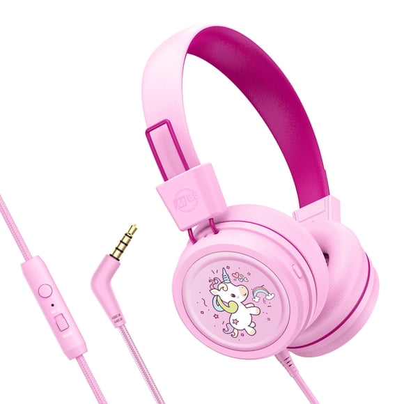 MEE audio KidJamz Écouteurs Filaires avec Prise 3,5 mm, Écoute Sécuritaire Casque pour Enfants pour l'École (Rose)