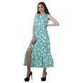 thumbnail image 3 of Moomaya Robe de Vacances pour Femmes en Rayonne, Col Licou, Sans Manches, Fente avant, Robe Imprimée, 3 of 4