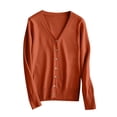 thumbnail image 4 of aohooy Womens Cable Knit Cardigan V-Neck Button Down Cardigans Solid Soft Long Sleeve Sweaters Wine,L, 4 of 9