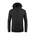 thumbnail image 2 of BADHUB Men's Waterproof Jacket with Hood Outdoor Lightweight Rain Jacket Mesh Lined Fall Softshell Solid Color Raincoat With Big Pockets Holiday Deals, 2 of 5