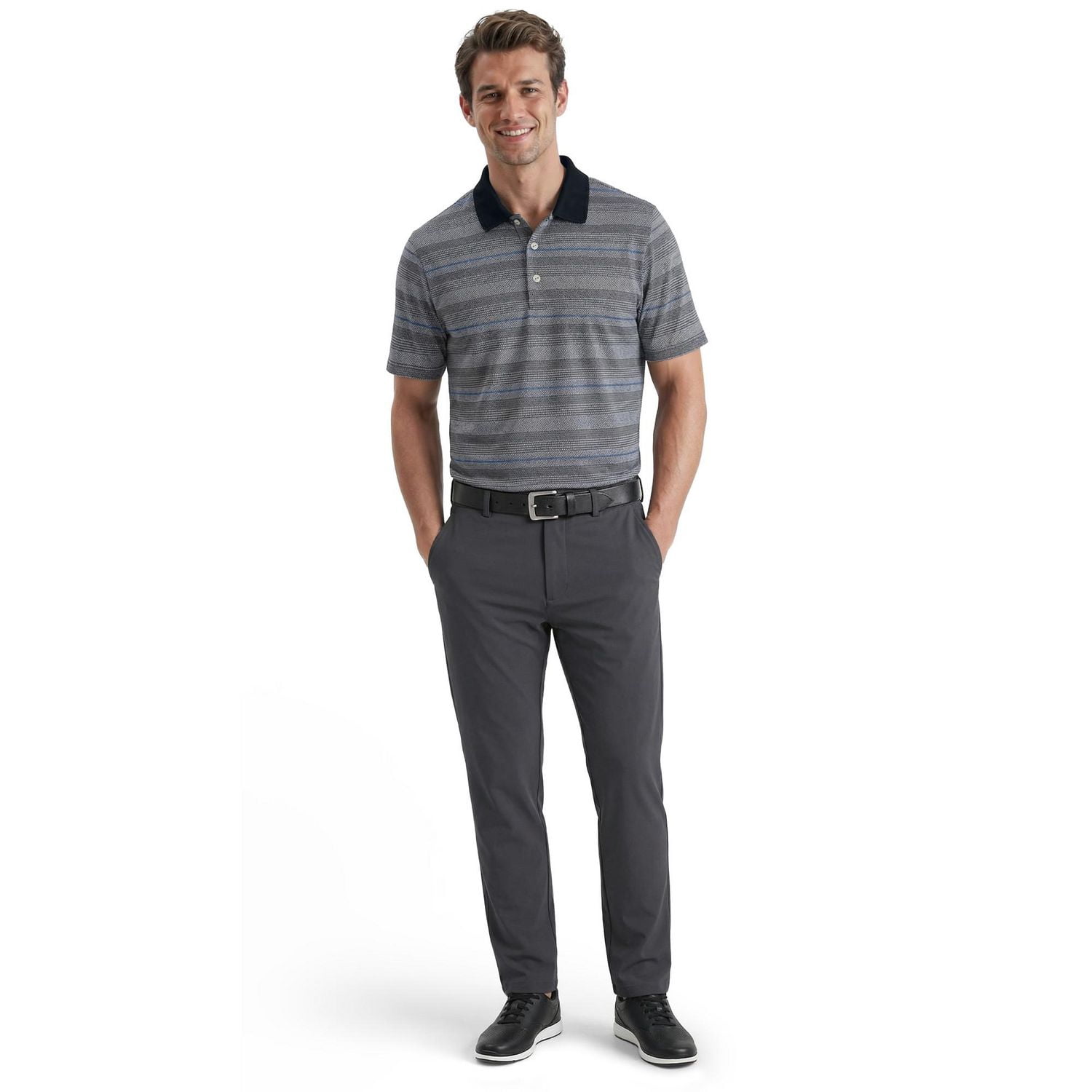 Ben Hogan Performance Men's Stacked Birdseye Jacquard Short Sleeve Golf Polo Shirt