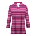 thumbnail image 4 of Timegard Tuniques Rayées pour Femmes Col à Revers en V Manches 3/4 T-Shirts Blouses Décontractées Mode, 4 of 5