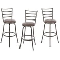 thumbnail image 4 of Mainstays 3 Pack Indoor Adjustable 24" or 29" Bronze Ladder Back Swivel Barstool, Espresso Vegan Leather Seat, 4 of 9