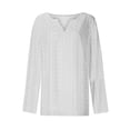 thumbnail image 4 of Timegard Eyelet Tops for Women Notched V Neck Button Blouse Dressy Casual Long Sleeve Loose Tops Fall, 4 of 4