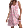 thumbnail image 1 of Ovzne Robes pour Femmes Robe d'Été Robe d'Été Décontractée pour Femmes Mode Imprimée Poche Sans Manches Robe à Col en V Robe de Vacances Imprimée Liquidation, 1 of 5