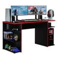 thumbnail image 2 of Madesa Large Modern Gaming Computer Desk 53 Inch with 5 Shelves Cable Management Student Study Wooden Table Home Office Gamer Desk for Kids and Adults - Black/Red, 2 of 5
