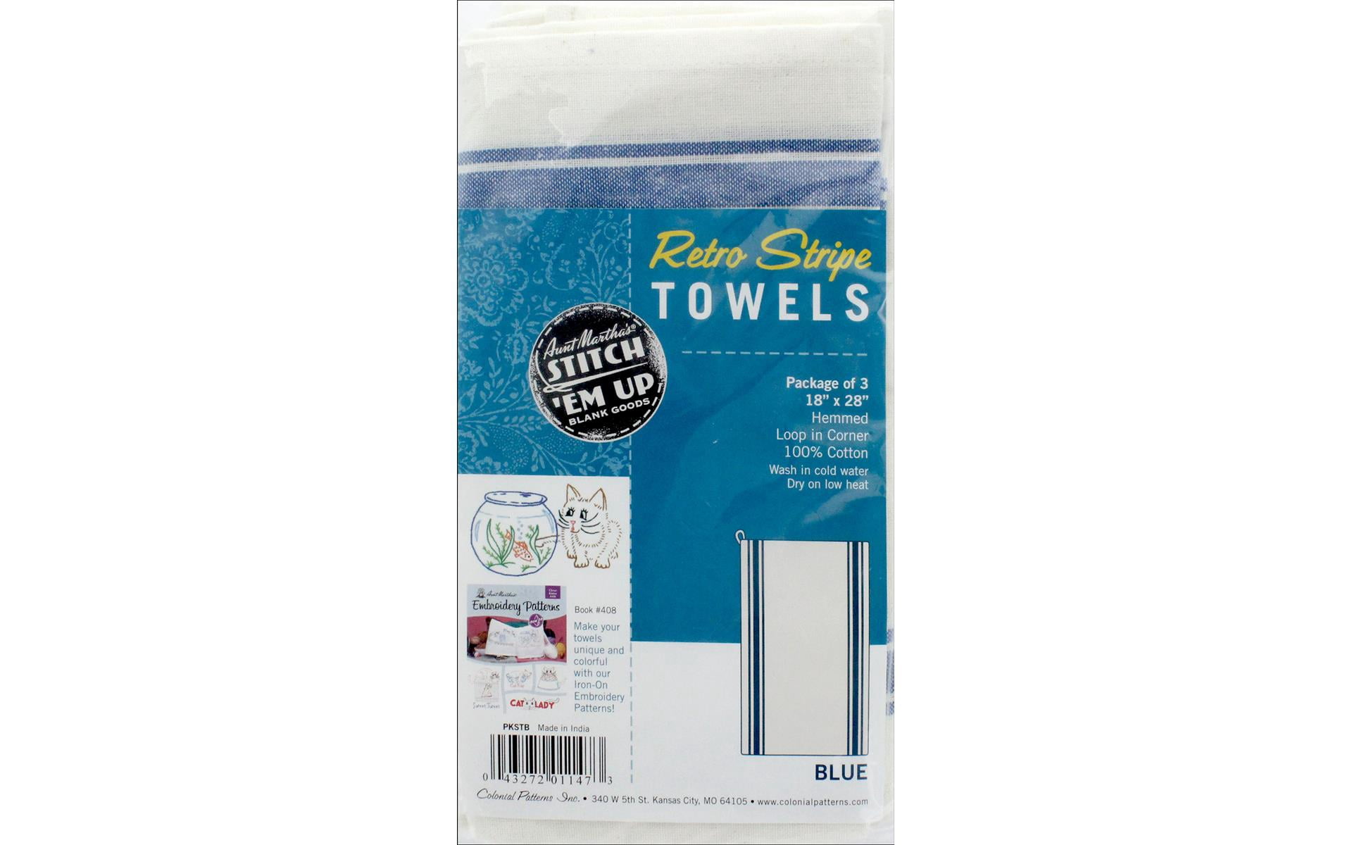 Aunt Martha's Towel Retro Stripe Blue 3pc