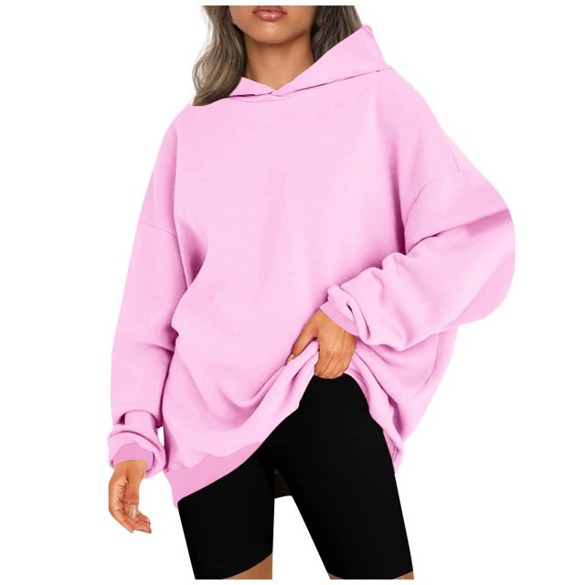 Oversized Hoodies for Women Sweatshirts Long Sleeve Pullover Fall Winter Solid Color Tops