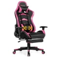 thumbnail image 1 of Goplus Massage Gaming Chair Reclining Swivel Racing Office Chair with Footrest Pink, 1 of 10