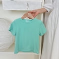 thumbnail image 2 of Plebaso T-shirts en Coton pour Garçons et Filles, Manches Courtes, T-Shirts de Couleur Unie, Col Ras du Cou, Hauts Basiques pour Enfants Unisexes, 2 of 3