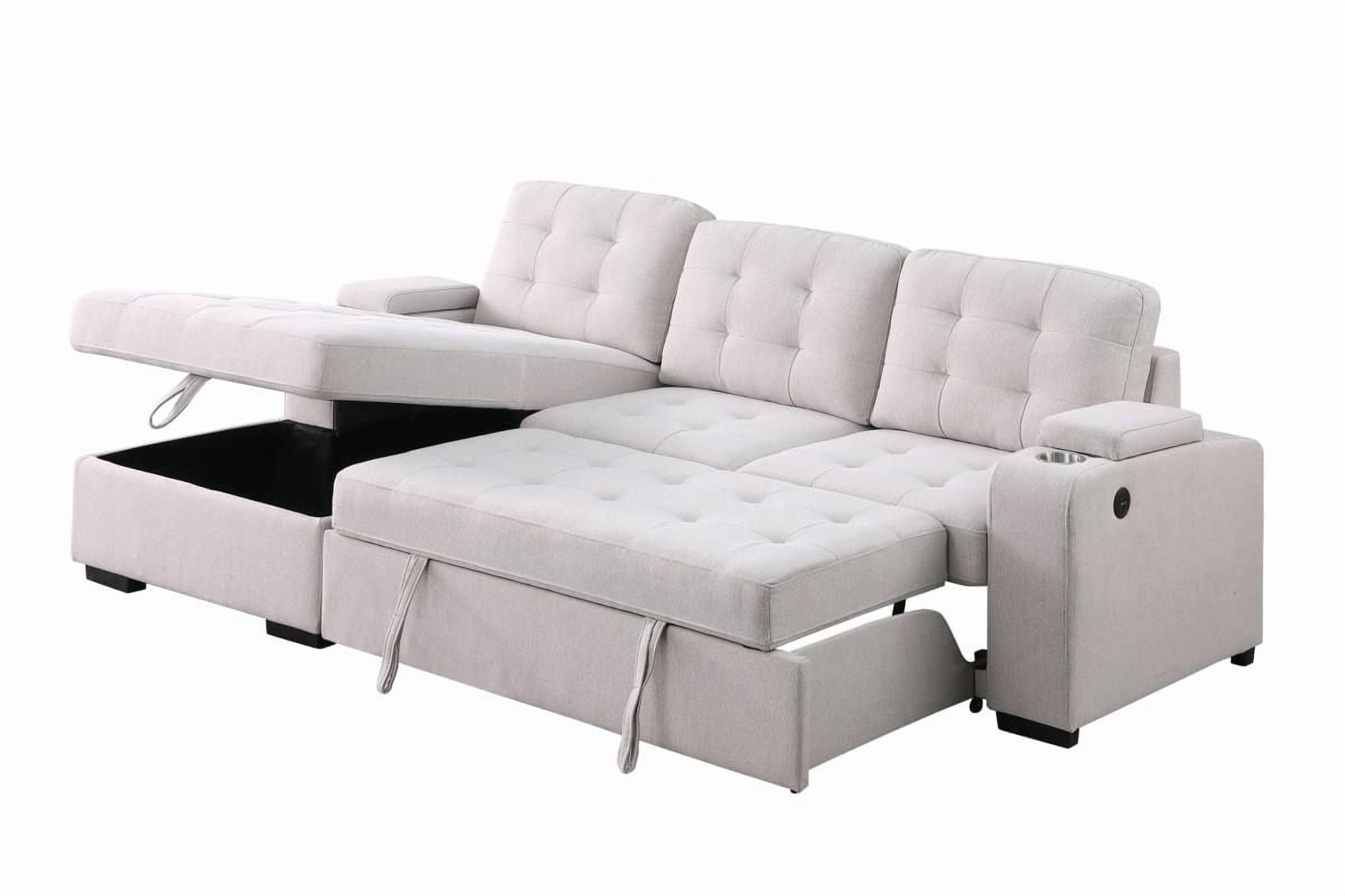 Davie LHF Sectional Sleeper Bed, Beige