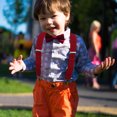 thumbnail image 3 of SHOWERORO 1 Set Kids Suspenders Bowtie Set Prevent Slipping Dark Red for School Functions, 3 of 5
