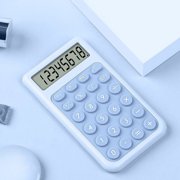 Mini Pocket Calculator for Students, 8-Digit LCD Display, 240 Calculation Modes, Plastic Buttons, Stand, Button Battery, Blue/Pink/Purple/Green