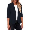 thumbnail image 1 of Women's Solid Color V-Neck Long Sleeve Casual Blouse Top Polyester Suit Jacket for Fall and Spring, 1 of 6