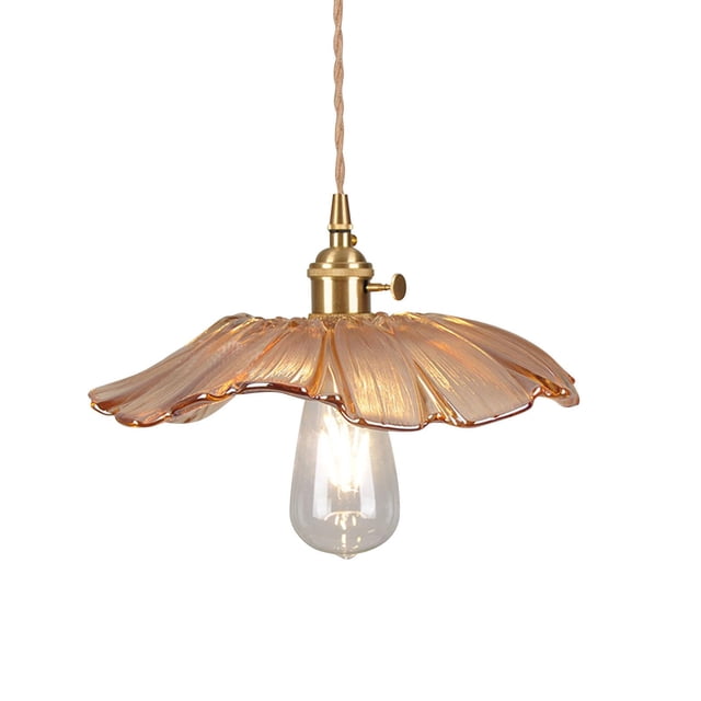 Xuanheng Flower Pendant Light Flower Glass Hanging Lamp for Bedside Coffee Restaurant Amber