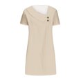thumbnail image 4 of Économies Saisonnières, Robe Mi-Mollet à Manches Courtes et Col Rond Unie pour Femmes, Robe Mi-Mollet à Manches Courtes et Col Rond Unie Simple et Élégante pour Tous les Jours Douce et Élégante, 4 of 8