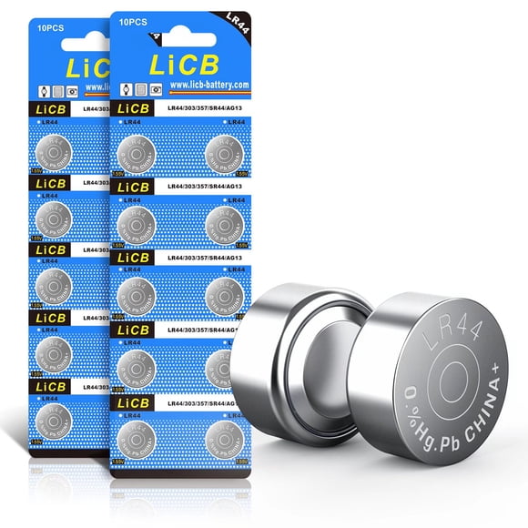 LiCB LR44 AG13 357 SR44 Pile 1,5 V Piles Alcalines à Bouton (Lot de 20)