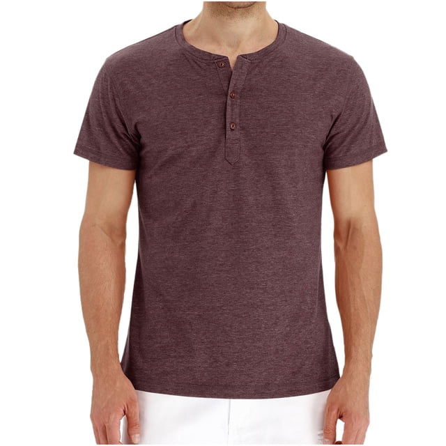 T-Shirt Décontracté à Manches Courtes pour Hommes, Col Rond, Demi-Bouton, Couleur Unie