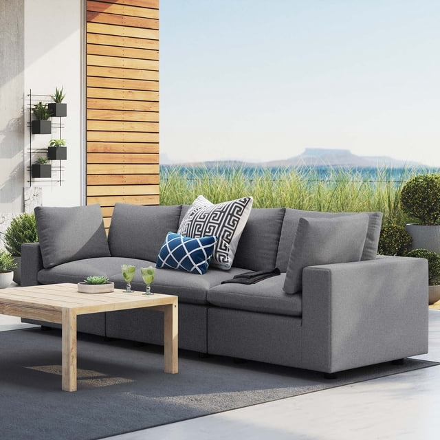 Modway Commix Sunbrella Canapé de Mobilier de Patio Extérieur, Gris
