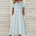 thumbnail image 3 of EQWLJWE Longue Robe pour Femmes Mode Féminine Décontractée à Manches Courtes Col en V à Rayures Imprimé avec Poche Robe Maxi, 3 of 8