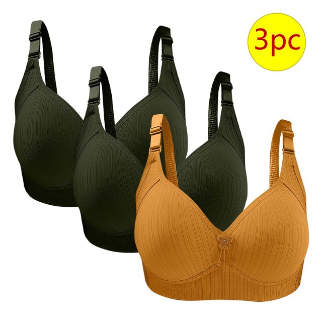 Bras for Women, 3PC Womans Large Size Solid Color Without Steel Ring Gathering Comfortable Bras Daily Bra